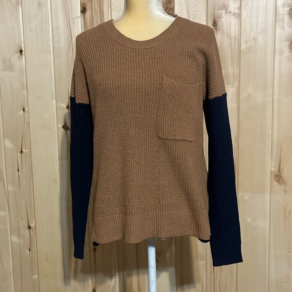NWOT‎ Madewell Brown and Navy Colorblock Oversized Sweater Size XS